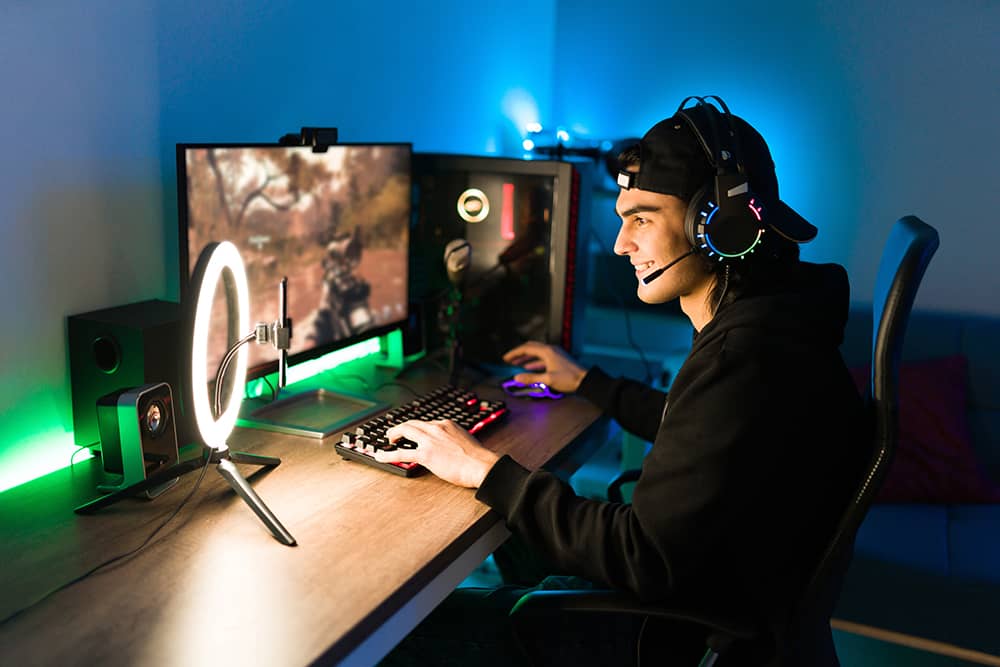 A person playing video games