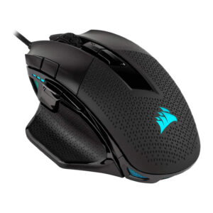 Corsair Nightsword RGB wired gaming mouse with customizable weight and precision tuning.