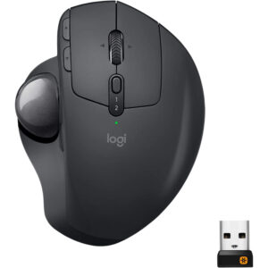 Ergonomic wireless mouse that features a track ball for precision