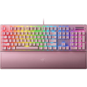 RGB Mechanical gaming keyboard finished in quatz pink.